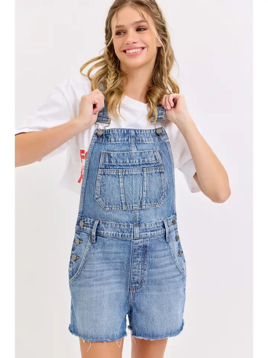 Denim Short Overalls | Medium Wash