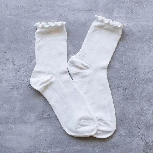 Wednesday Ruffle Socks | White