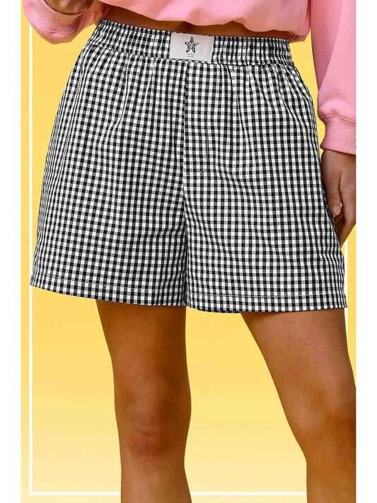 Banded Gingham Check Boxer Shorts | Oreo