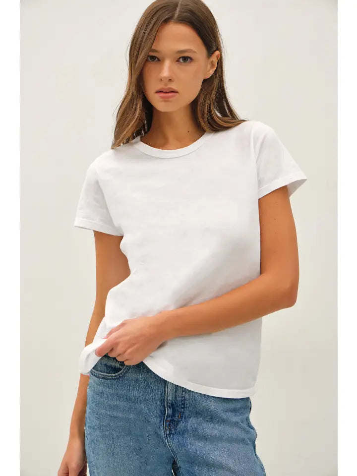 New Shade-Garment Dyed Cotton Slub Tee | White