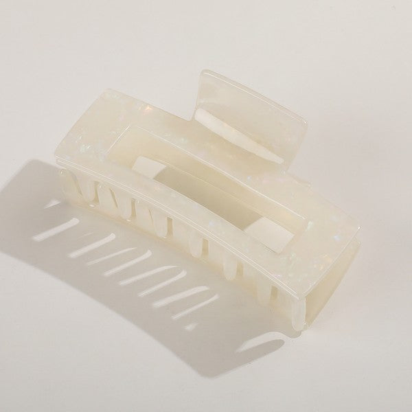 Luna Large Classic Rectangle Claw Clip | Pearl