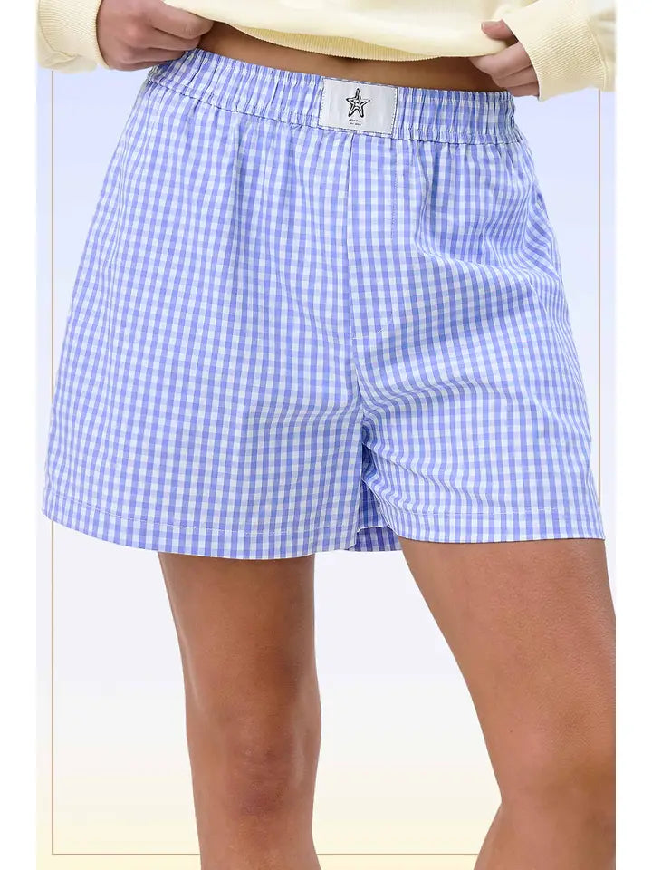 Banded Gingham Check Boxer Shorts | Blue Beyond