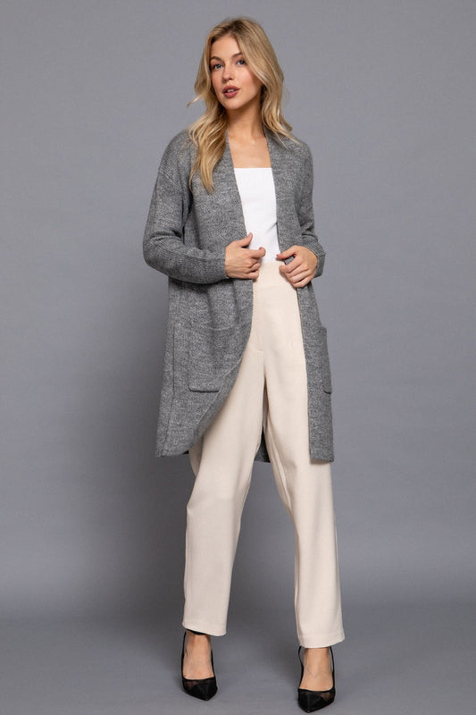 Heart You Open Sweater Cardigan | Grey