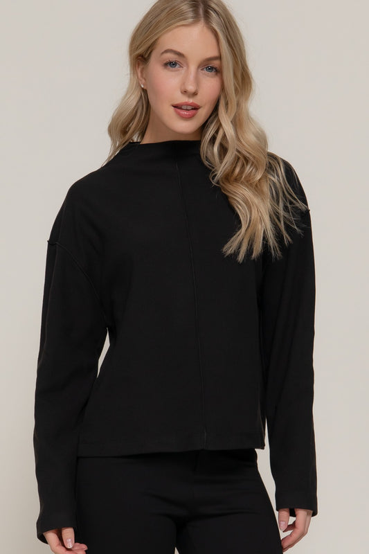 Perfect Tones Bruched Rib Top | Black