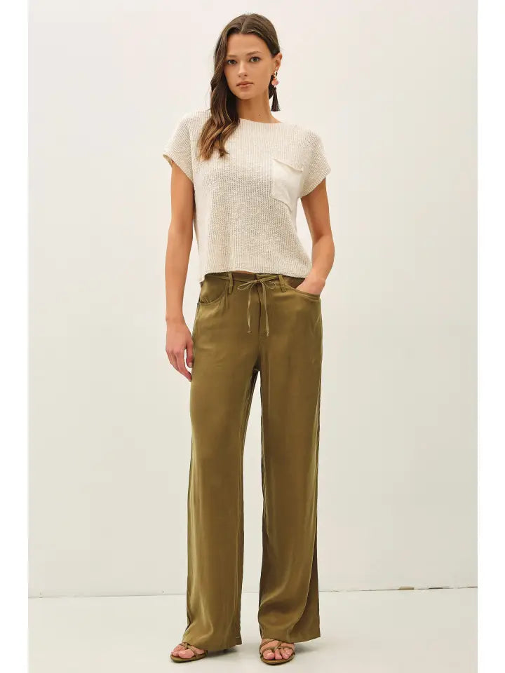 Patch Pocket Dolman Cap Sleeve  Boxy Knit | Cream