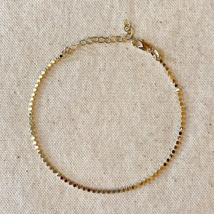 18K Gold Filled 2.0mm Dot Chain Anklet | Gold