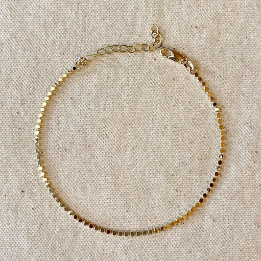 18K Gold Filled 2.0mm Dot Chain Anklet | Gold