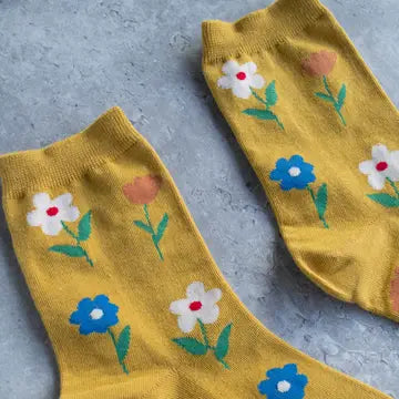 Favorite Flower Socks | Mustard