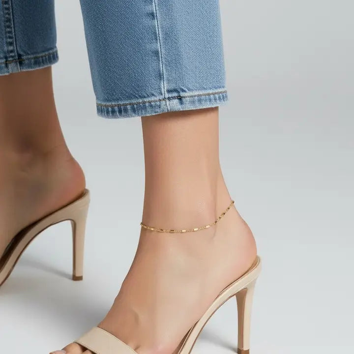 18k Gold Filled Mini Tube Chain Anklet