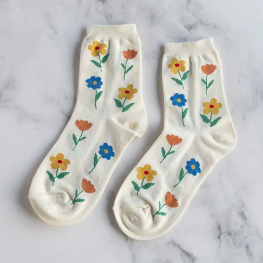 Favorite Flower Socks | Cream