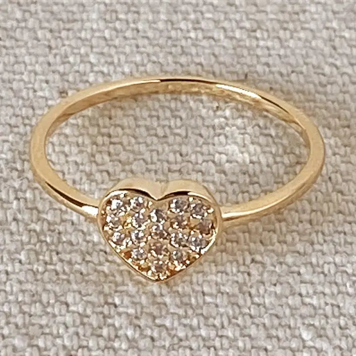 18k Gold Filled Dainty Cz Heart Ring