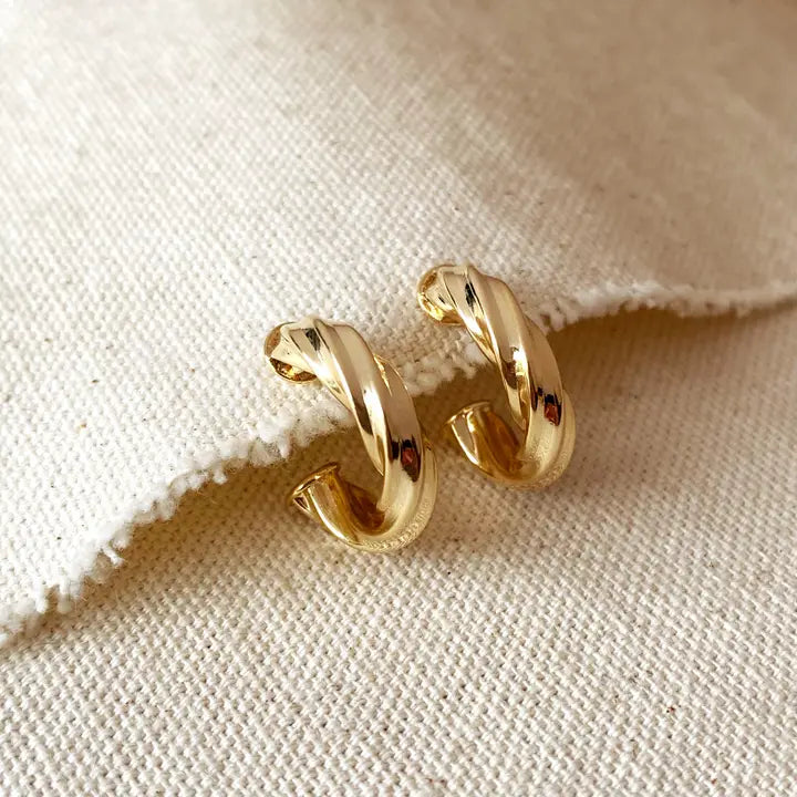 18K Gold Filled Twisted Half-Hoop Earrings