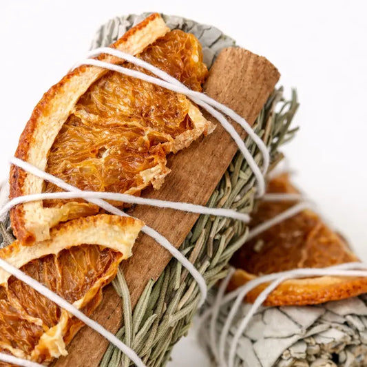 White Sage With Orange Cinnamon Rosmary Smudge Sticks