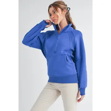 Long Dove Funnel Neck Half Zip | Cobalt