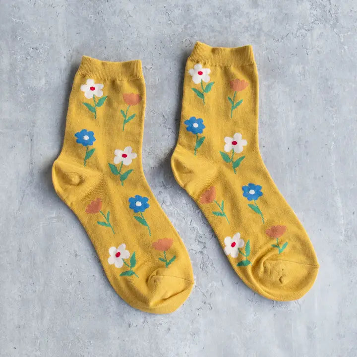 Favorite Flower Socks | Mustard