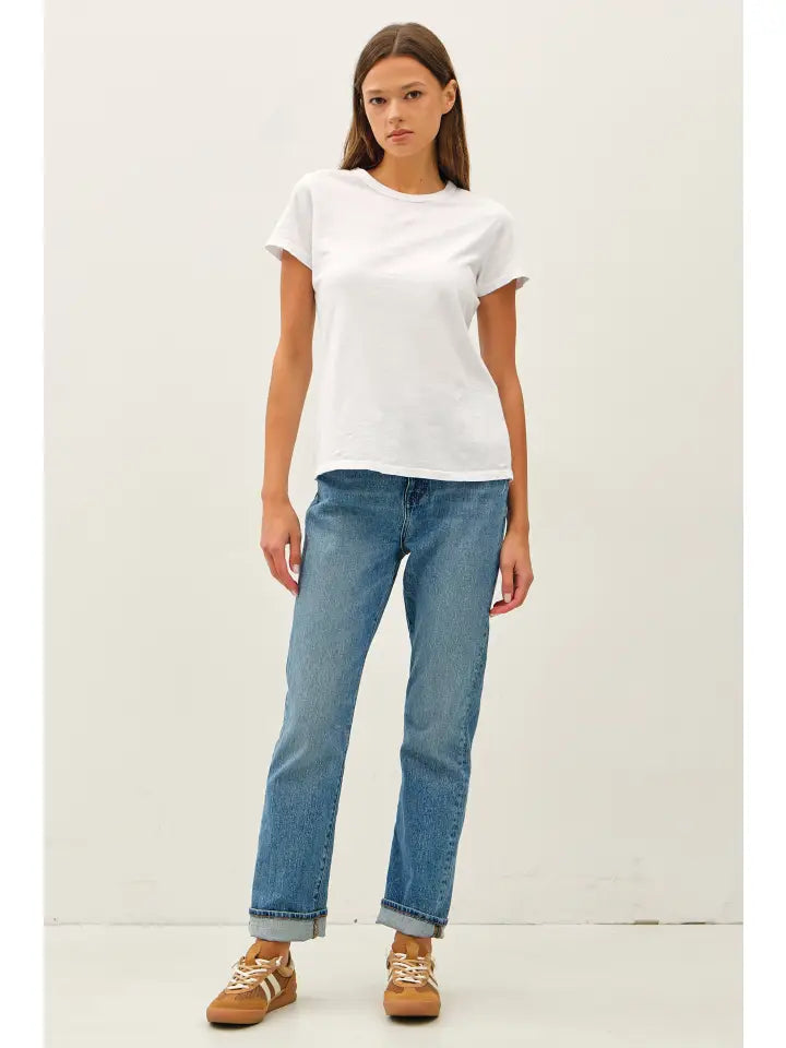 New Shade-Garment Dyed Cotton Slub Tee | White