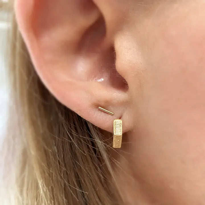 14K Gold Filled Petite Bar Stud Earrings