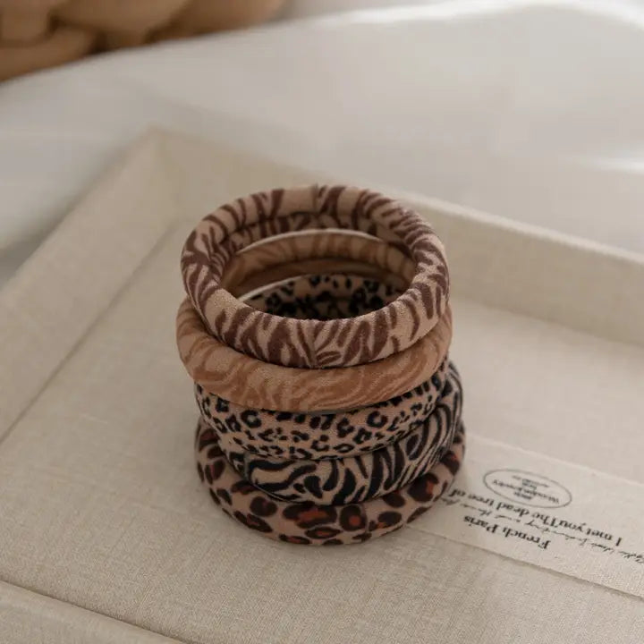 Animal Print Skinny Seamless Hair Ties