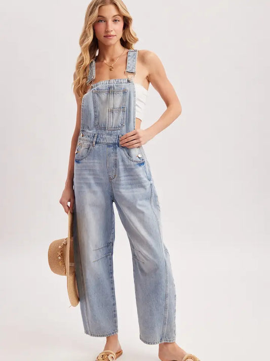 Moxie Barrel Overalls | Light Wash