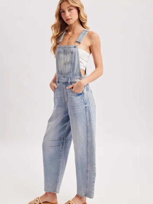 Moxie Barrel Overalls | Light Wash