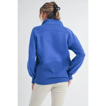 Long Dove Funnel Neck Half Zip | Cobalt