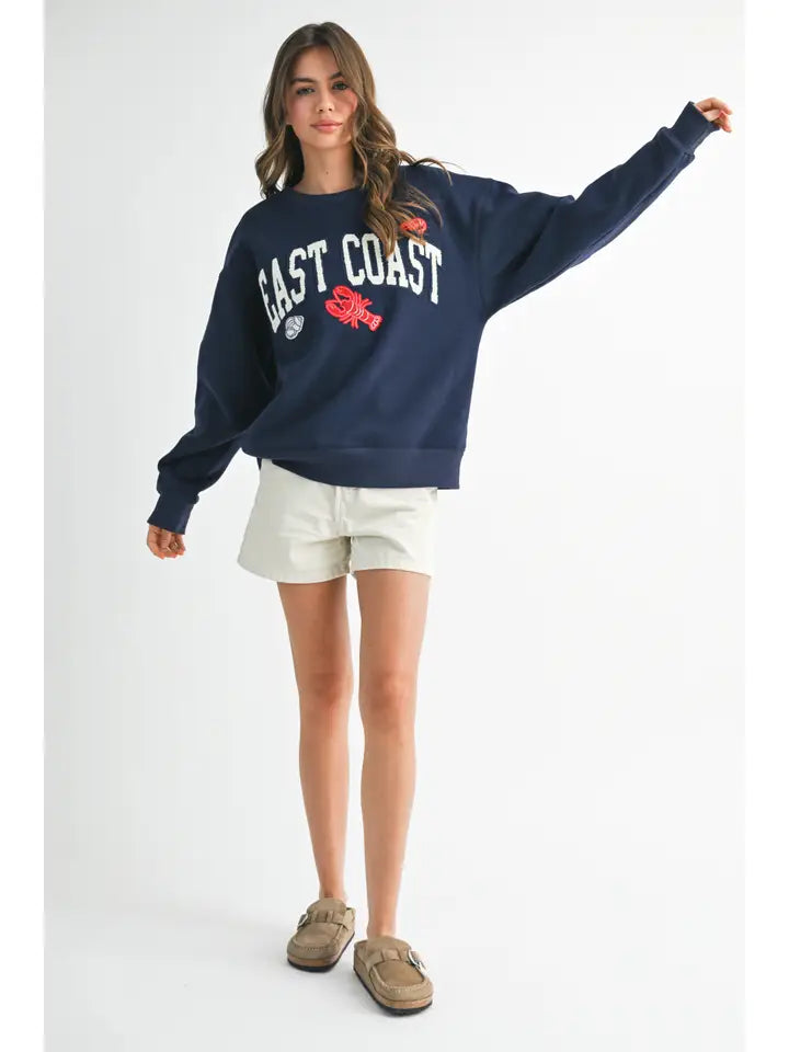 Vintage Graphic Fleece Pullover | Navy
