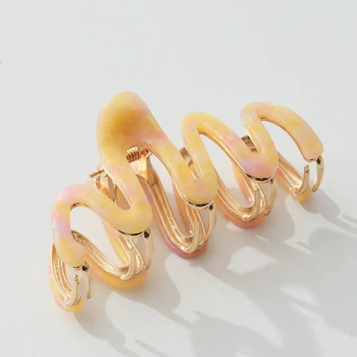 Willow Island Sun Metal Claw Clip Lg | Lava Flow