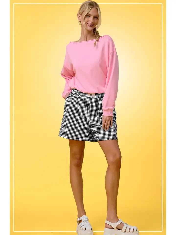 Banded Gingham Check Boxer Shorts | Oreo