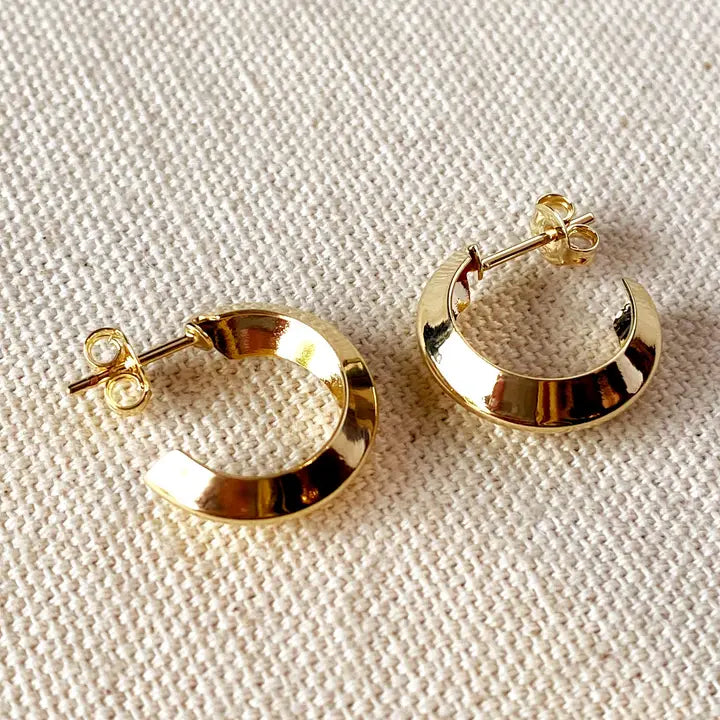 18K Gold Filled Faceted Half-Hoop Earrings