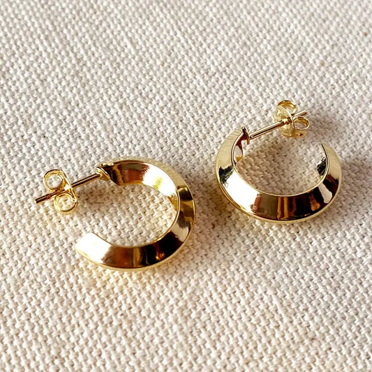 18K Gold Filled Faceted Half-Hoop Earrings
