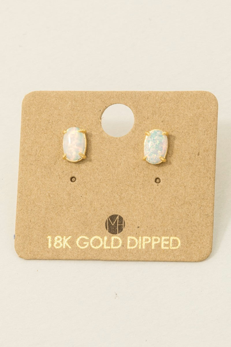 Gold Dipped Opal Stud Earrings | Gold