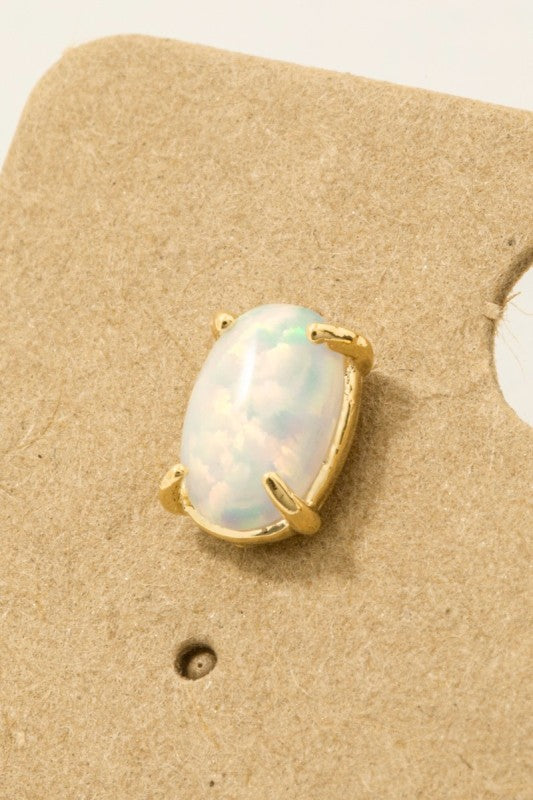 Gold Dipped Opal Stud Earrings | Gold