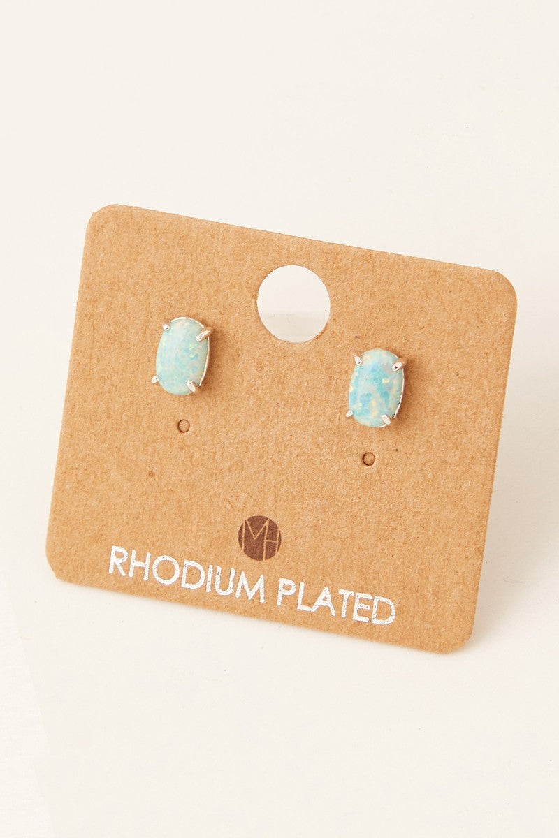 Opal Stud Earrings | Silver