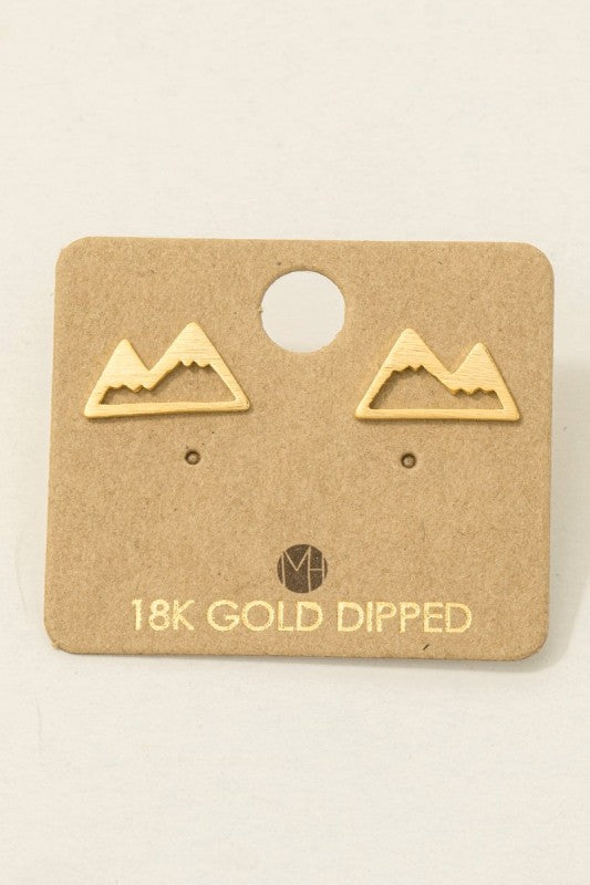 Gold Dipped Mini Mountain Cutout Stud Earrings | Gold