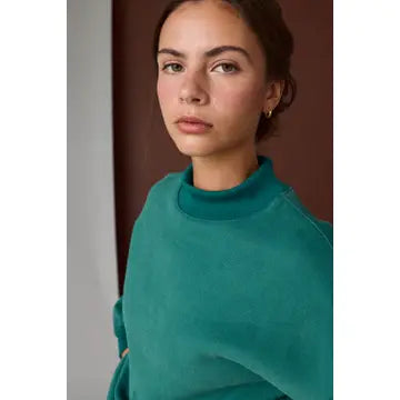 Daisy Mock Neck Sweat Shirt | Green