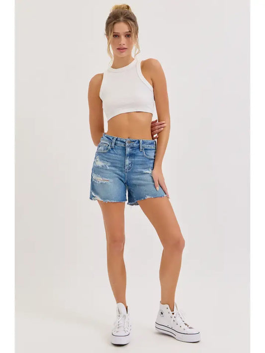 Mid Rise Boyfriend Short | Medium Wash