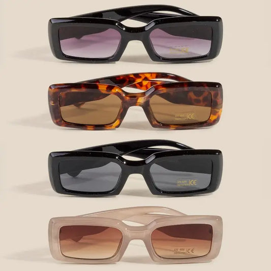 Thick Frame Rectangle Sunglasses | Tortoise