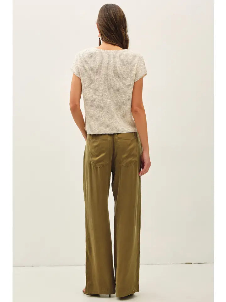 Patch Pocket Dolman Cap Sleeve  Boxy Knit | Cream