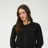 Lace Detail Round Neck Long Sleeve Blouse | Black