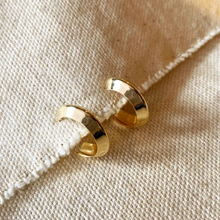 18K Gold Filled Faceted Half-Hoop Earrings