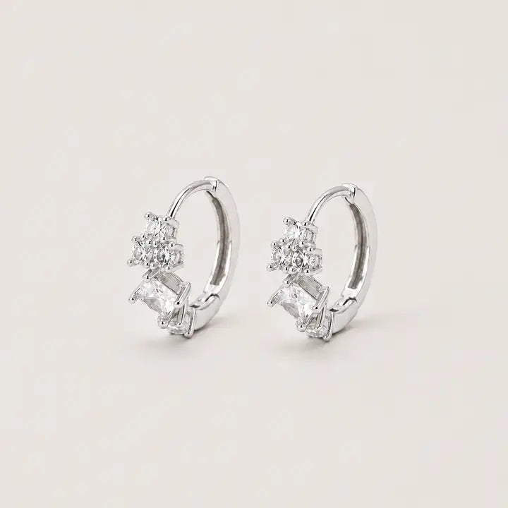 Lumi Cz Cluster Earrings | Silver