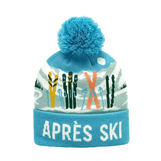 Apres Ski Knit Beanie Hat With Pom Pom