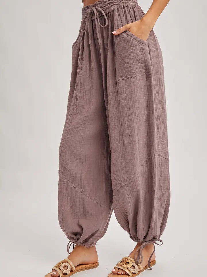 Jogger Harem Drawstring Pants | Mushroom