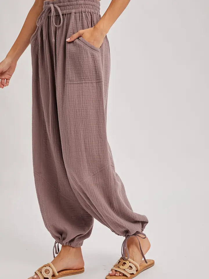 Jogger Harem Drawstring Pants | Mushroom