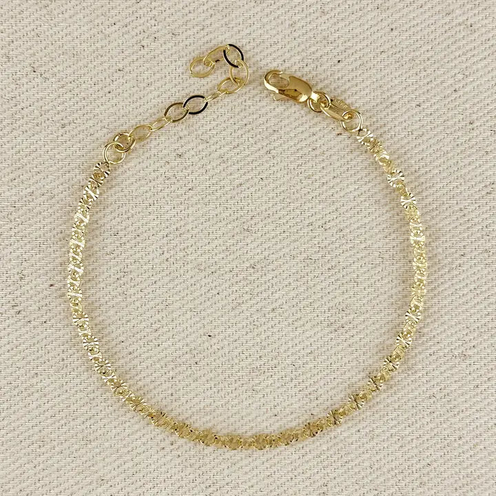 18K Gold Filled Diam Cut Mirror Chain Bracelet | Gold