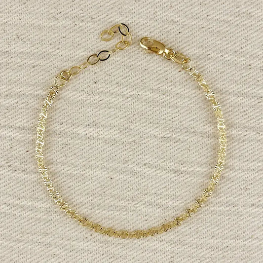 18K Gold Filled Diam Cut Mirror Chain Bracelet | Gold