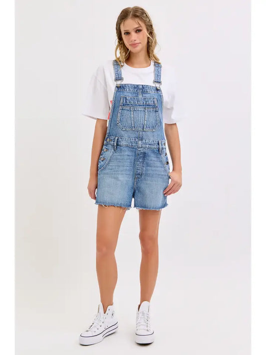 Denim Short Overalls | Medium Wash