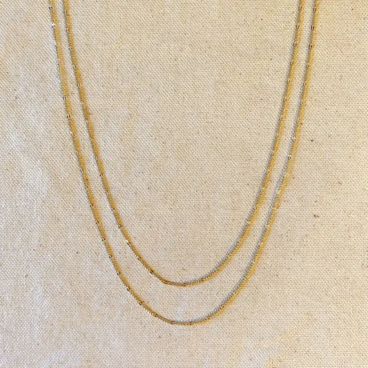 18K Gold Filled Beaten Figaro Chain