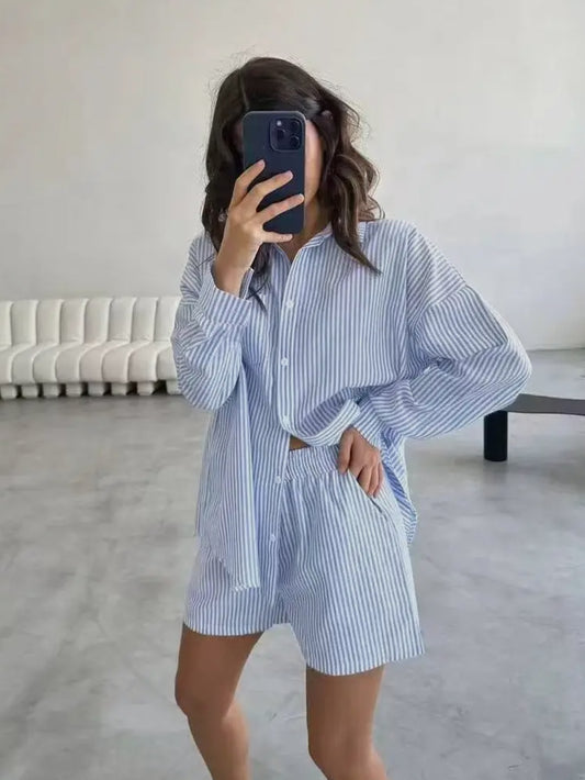 Blue Stripped Two Piece Matching Set *Shorts Only*