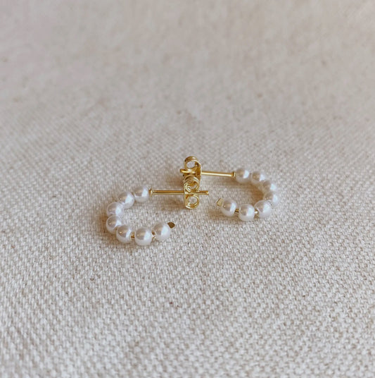 GoldFi Mini Pearl Hoops